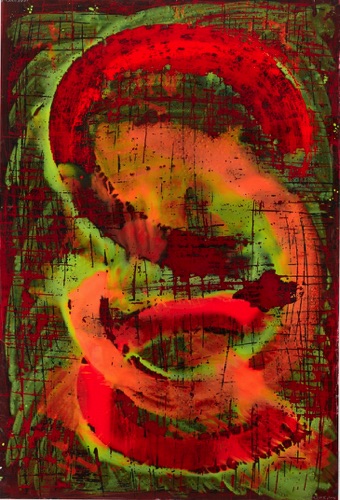 Irene Laksine large acrylic on PVC ref 22 Framed, black frame